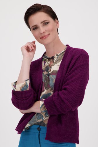 Cardigan violet foncé, avec laine de More & More pour Femmes