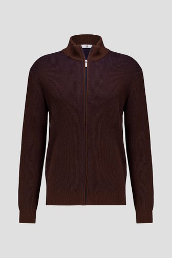 Cardigan zippé en laine marron