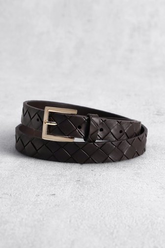 Ceinture en cuir brun foncé à effet tressé