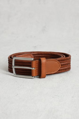 Le devant de Ceinture en cuir tressé couleur cognac de Liberty Island pour Hommes