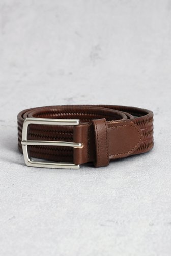 Le devant de Ceinture en cuir tressé marron de Liberty Island pour Hommes