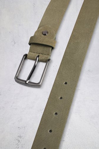 Le devant de Ceinture en cuir vert olive de Liberty Island pour Hommes