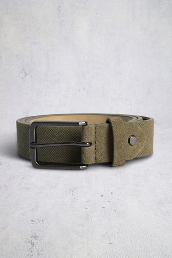 Le devant de Ceinture en cuir vert olive de Liberty Island pour Hommes