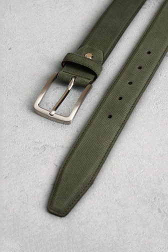Ceinture en cuir verte avec boucle métallique de Michaelis pour Hommes