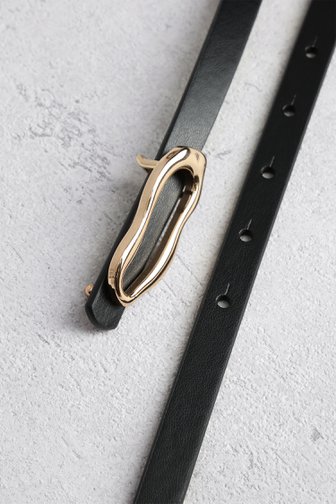 Ceinture fine noire avec boucle dorée de Louise pour Femmes
