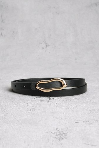 Ceinture fine noire avec boucle dorée de Louise pour Femmes
