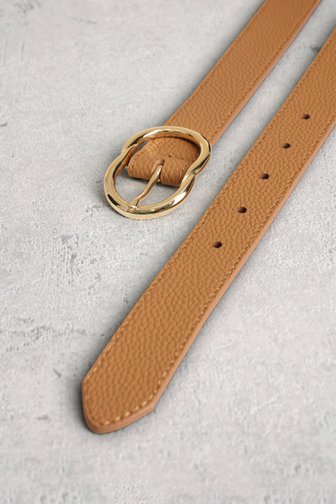 Ceinture marron avec boucle dorée de Liberty Island pour Femmes