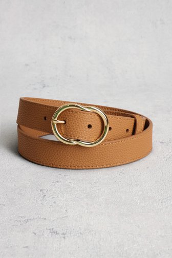 Ceinture marron avec boucle dorée de Liberty Island pour Femmes