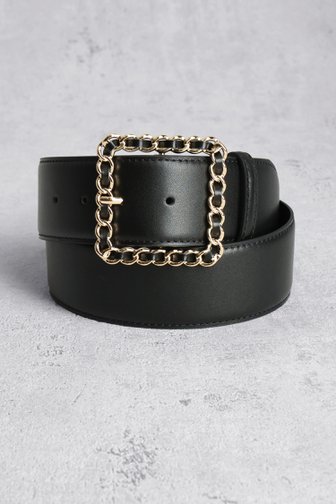 Ceinture noire avec boucle dorée de D'Auvry pour Femmes