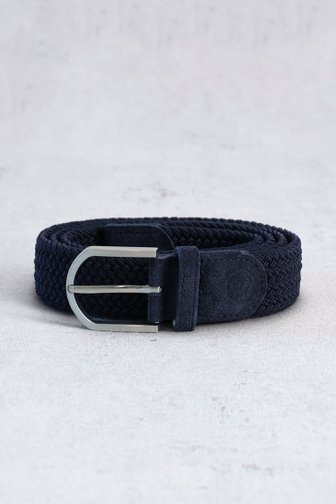 Le devant de Ceinture tressée bleu foncé avec boucle argentée de Dansaert Golf Club pour Hommes