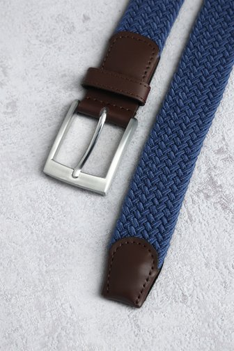 Le devant de Ceinture tressée bleue avec boucle argentée de Liberty Island pour Hommes