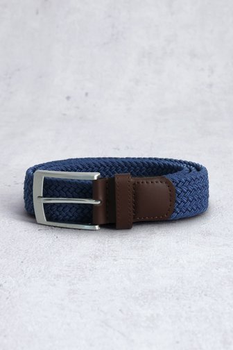 Le devant de Ceinture tressée bleue avec boucle argentée de Liberty Island pour Hommes