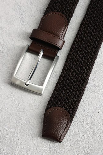 Le devant de Ceinture tressée brune de Liberty Island pour Hommes