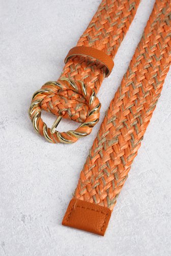 Le devant de Ceinture tressée orange et beige de Liberty Island pour Femmes