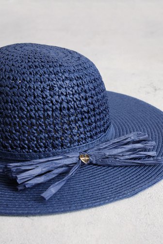 Chapeau tissé bleu avec détail nœud de Modeno pour Femmes