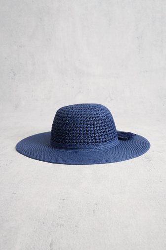 Chapeau tissé bleu avec détail nœud de Modeno pour Femmes