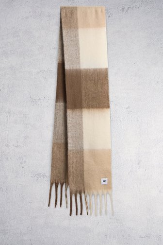 Le devant de Écharpe d’hiver à carreaux beige et brune de Opus pour Femmes