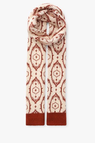 Photo produit 1 de Écharpe rouge-brun-beige avec de la laine de Liberty Island pour Femmes