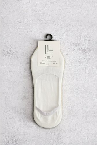Le devant de Chaussettes ballerines beiges/blanches - 3 paires de Liberty Island pour Femmes
