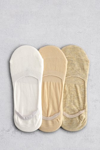 Le devant de Chaussettes ballerines beiges/blanches - 3 paires de Liberty Island pour Femmes