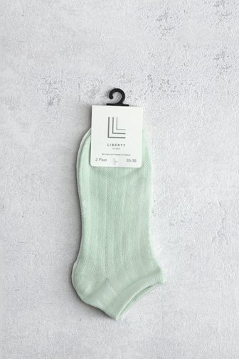Le devant de Chaussettes basses blanches et vertes - 2 paires de Liberty Island pour Femmes