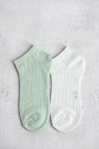 Le devant de Chaussettes basses blanches et vertes - 2 paires de Liberty Island pour Femmes