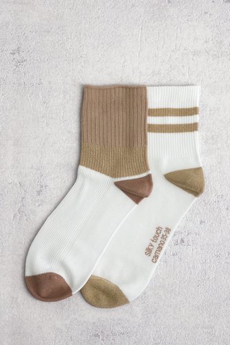 Le devant de Chaussettes basses colorblock beiges - 2 paires de Camano pour Femmes