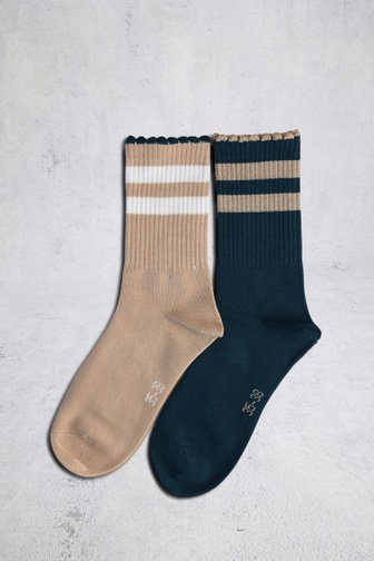 Le devant de chaussettes beiges/vertes de Liberty Island pour Femmes