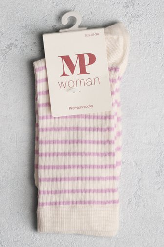 Chaussettes blanches avec motif rayé violet de MP Denmark pour Femmes