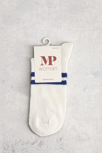 Le devant de Chaussettes blanches avec rayures bleu foncé de MP Denmark pour Femmes