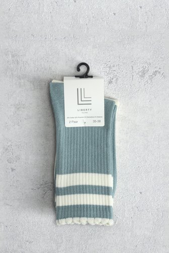 Le devant de Chaussettes bleues-blanches - 2 paires de Liberty Island pour Femmes