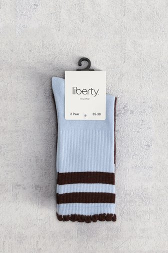 Le devant de Chaussettes bleues et brunes - 2 paires de Liberty Island pour Femmes