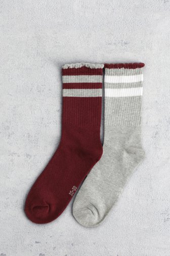 Le devant de Chaussettes bordeaux et grises - 2 paires de Liberty Island pour Femmes