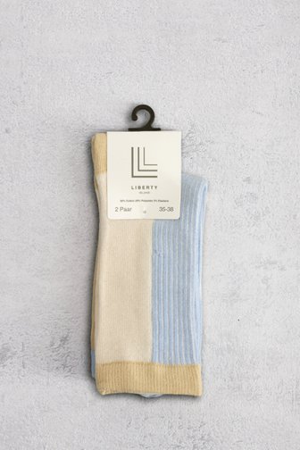 Le devant de Chaussettes colorblock beige et bleues - 2 paires de Liberty Island pour Femmes