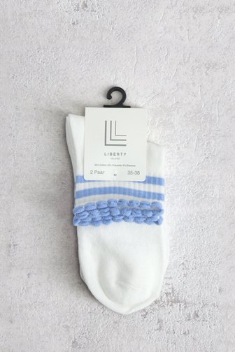 Le devant de Chaussettes colorblock beige et bleues - 2 paires de Liberty Island pour Femmes