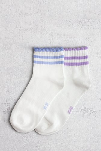 Le devant de Chaussettes colorblock beige et bleues - 2 paires de Liberty Island pour Femmes