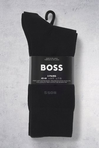 Le devant de Chaussettes hautes noires – lot de 3 paires de Hugo Boss pour Hommes