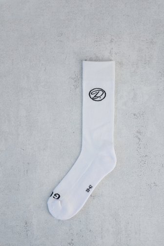 Le devant de Chaussettes longues blanches avec logo gris foncé  de Dansaert Golf Club pour Hommes