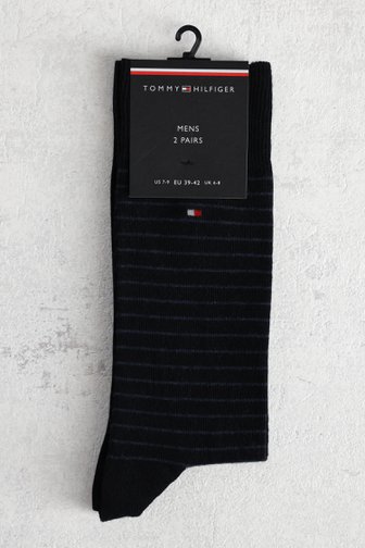 Le devant de Chaussettes longues bleues à rayures – 2 paires de Tommy Hilfiger pour Hommes