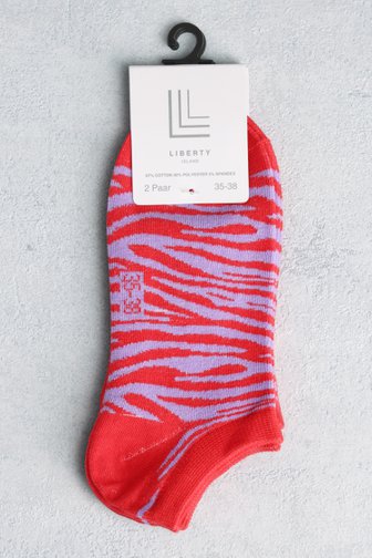 Chaussettes rouges à imprimé zèbre - Set de 2 de Liberty Island pour Femmes