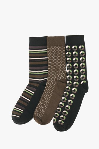 Chaussettes vert et bleu à imprimé- 3 paires de Casual Friday pour Hommes
