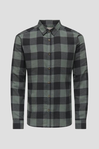 Le devant de Chemise à carreaux beige-noir - Slim fit de Only & Sons pour Hommes