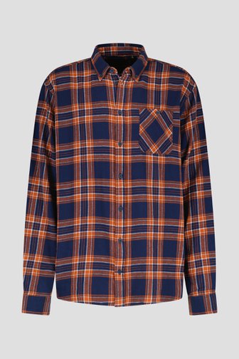 Chemise à carreaux en bleu et orange-brun de Jefferson pour Hommes