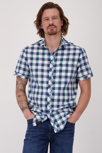 Chemise à carreaux verts à manches courtes de Ravøtt pour Hommes