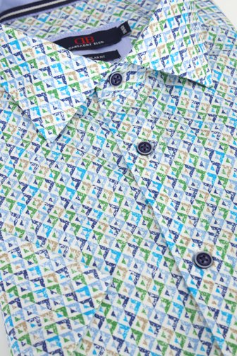 Le devant de Chemise à imprimé vert et bleu – Regular fit de Dansaert Blue pour Hommes