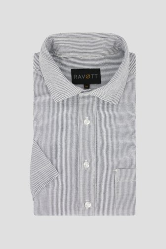 Chemise à manches courtes rayée blanc et bleu de Ravøtt pour Hommes