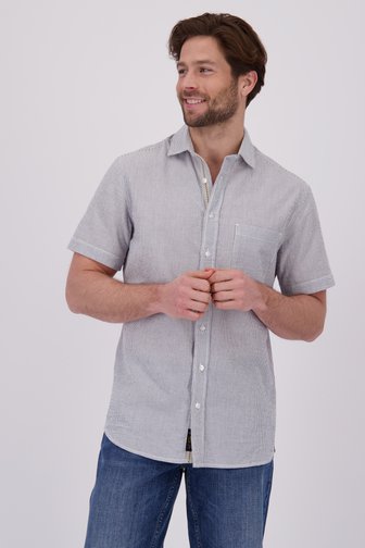 Chemise à manches courtes rayée blanc et bleu de Ravøtt pour Hommes