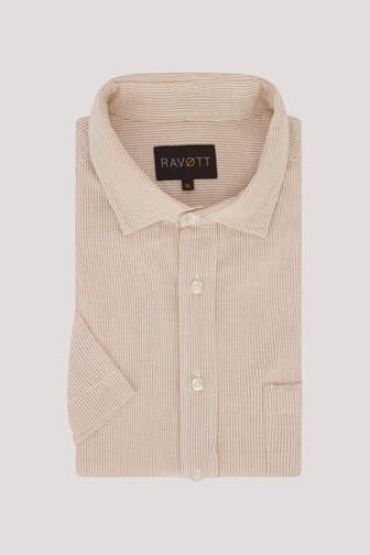 Chemise à manches courtes rayée blanc et marron de Ravøtt pour Hommes