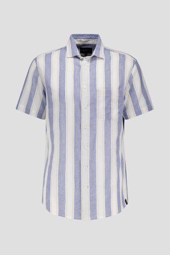 Chemise à manches courtes rayée écru-bleu de Ravøtt pour Hommes