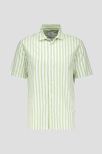 Chemise à manches courtes rayée vert-écru de Casual Five pour Hommes
